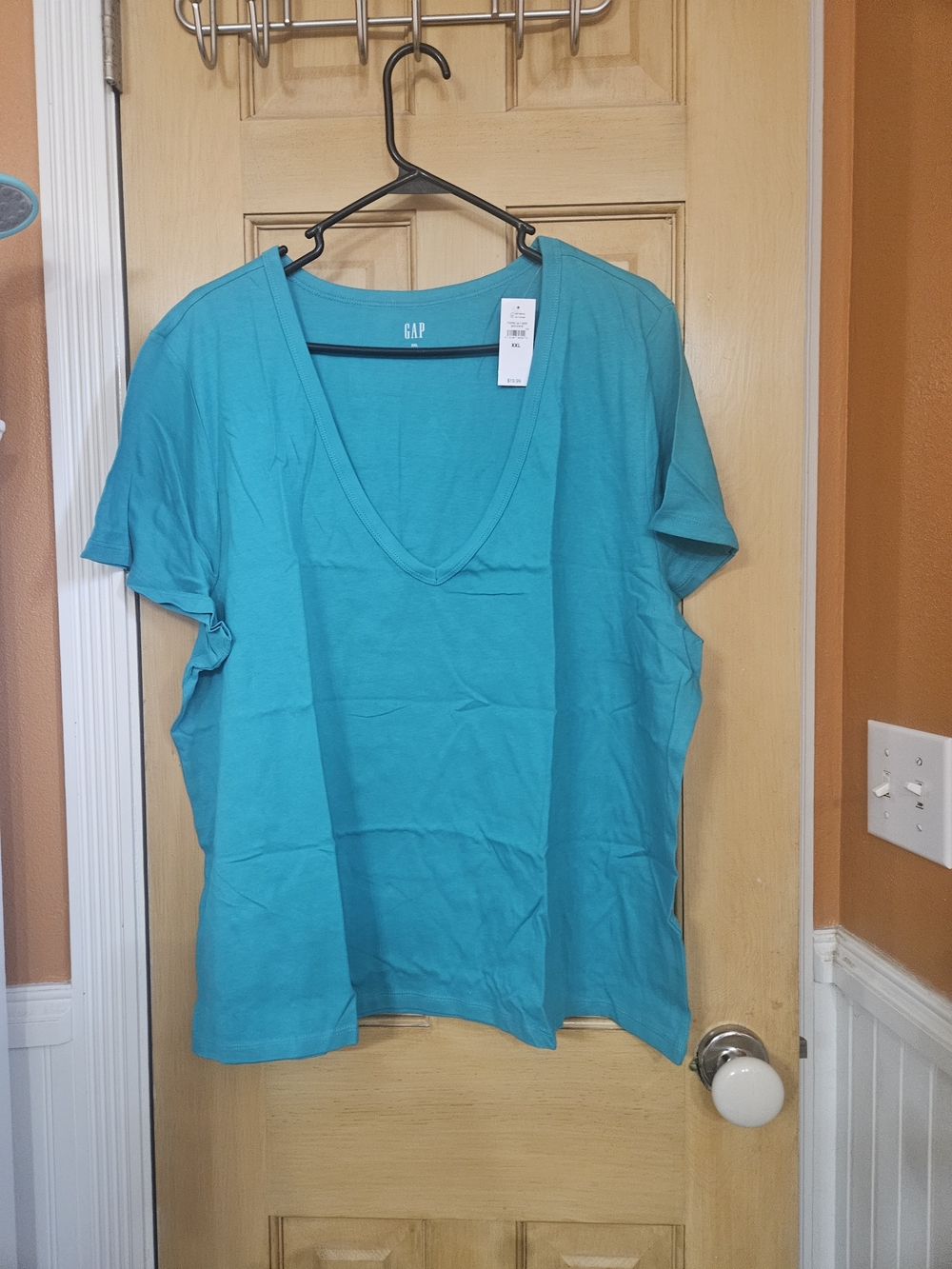 GAP Women's Teal V-Neck Short Sleeve Tee